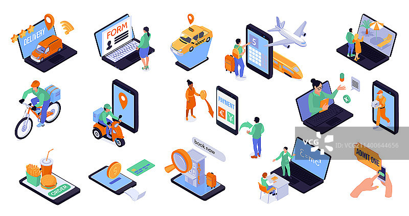 在线服务等距图图片素材