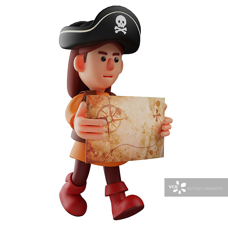 海盗角色行走3D图图片素材