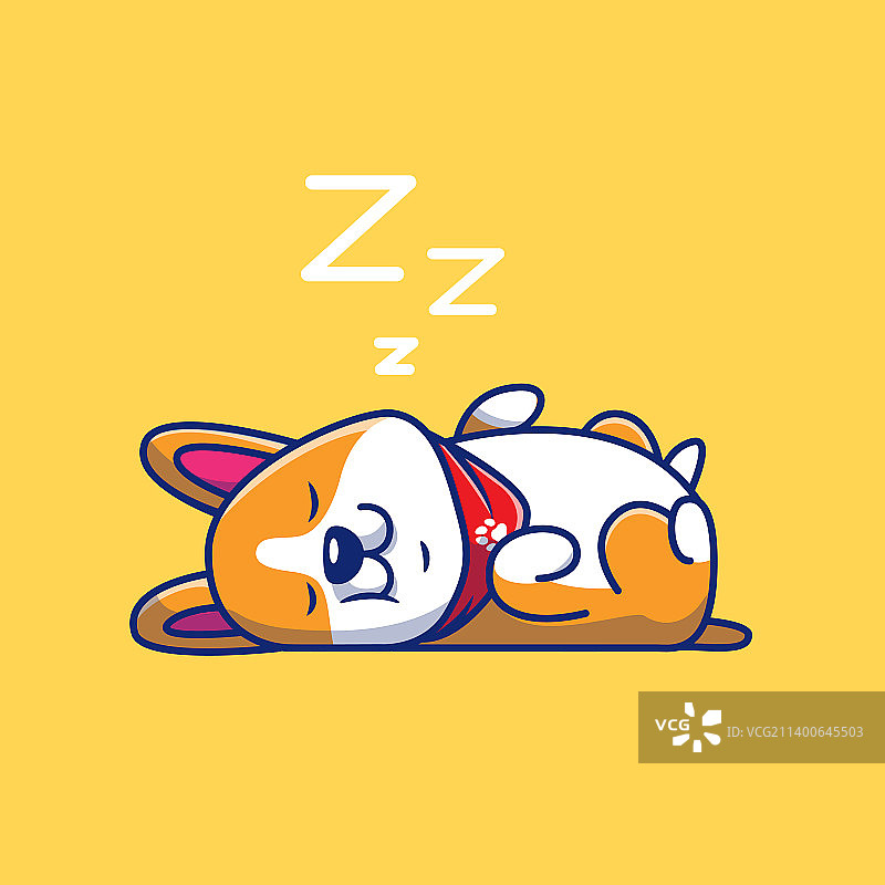 可爱柯基犬睡觉卡通图片素材