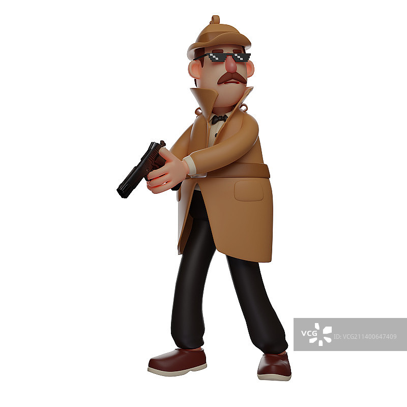 3D侦探卡通形象图片素材