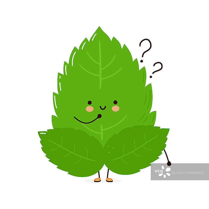 手绘的可爱薄荷叶角色图片素材