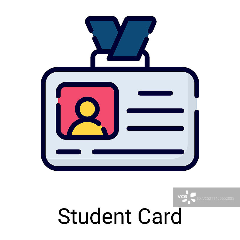 学生证彩色线条图标，白色背景图片素材