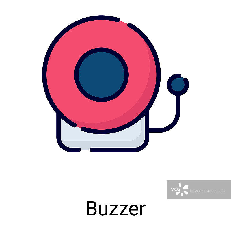 白色背景上隔离的闹钟蜂鸣器彩色线性图标图片素材