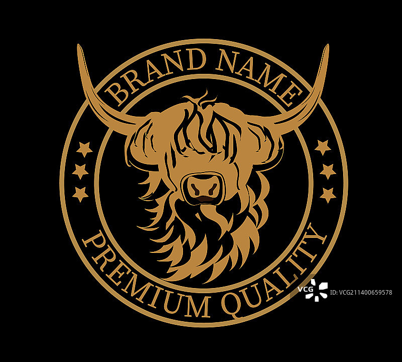 黑金高地牛标志图片素材