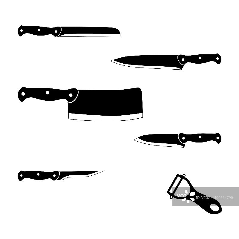 刀具或厨房刀具图标集图片素材