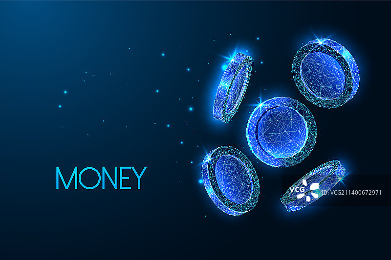 金融概念与闪亮的硬币图片素材