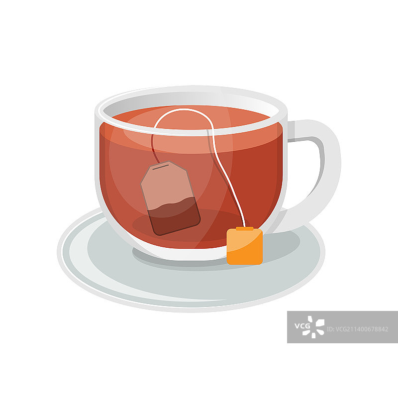 扁平风格茶杯中的茶包图标图片素材
