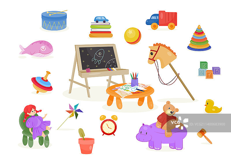 可爱的婴儿玩具套装图片素材