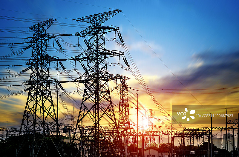 变电站高压电桩图片素材