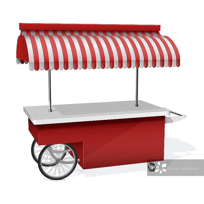 红白条纹遮阳篷户外餐车亭图片素材
