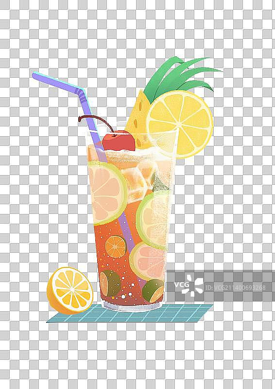 夏日清凉果茶插画图片素材
