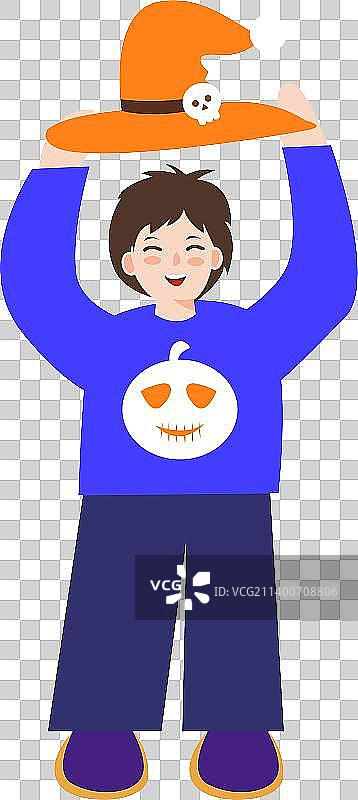 万圣节小孩南瓜扁平矢量插画元素图片素材