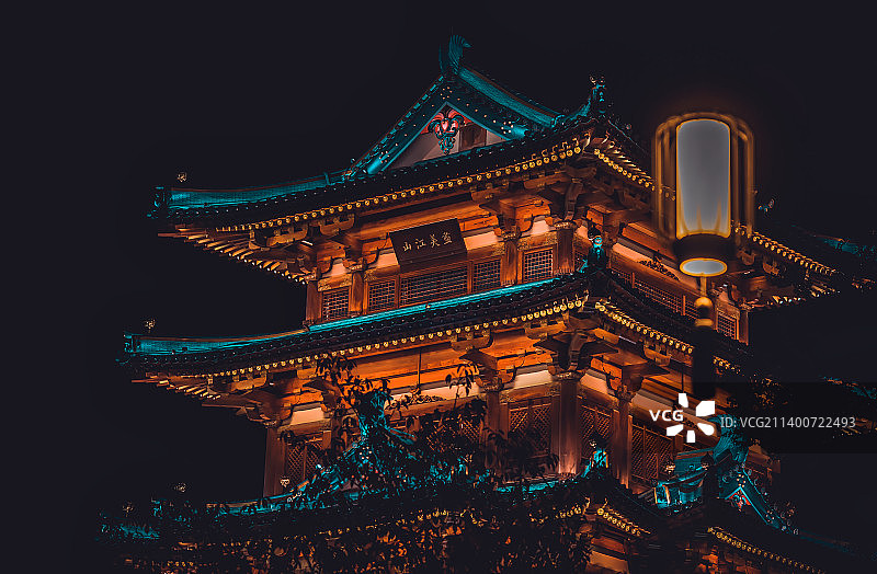 中秋金陵小城夜景图片素材