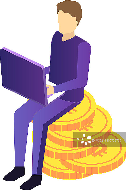 2.5D加密货币持有者组合图片素材