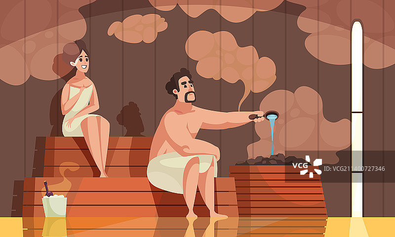 蒸汽房卡通背景图片素材