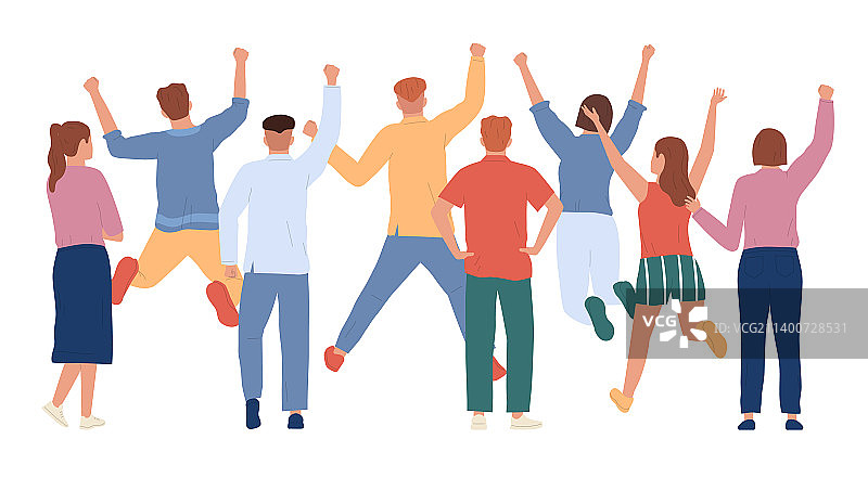 扁平风欢呼人群构图图片素材