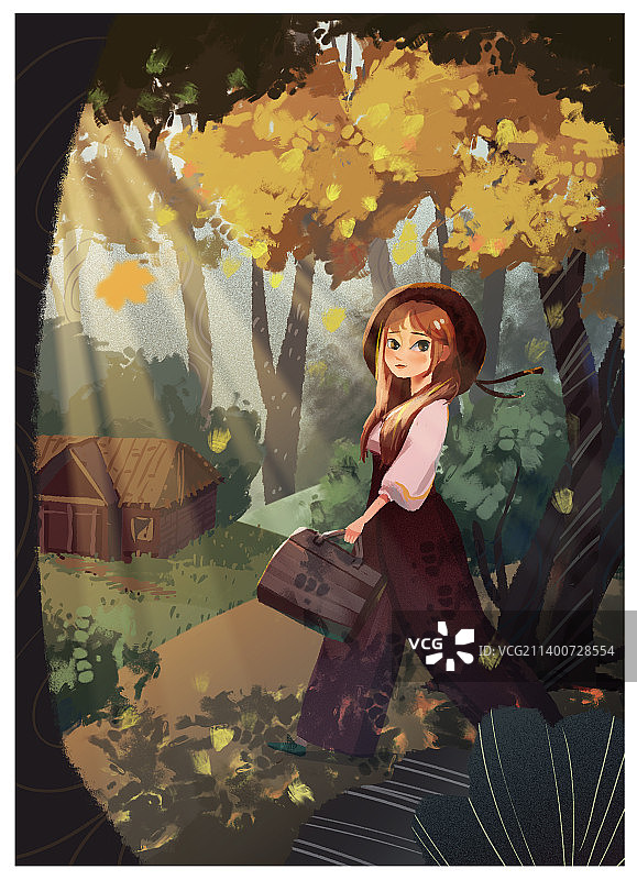 秋天野营卡通创意插画图片素材