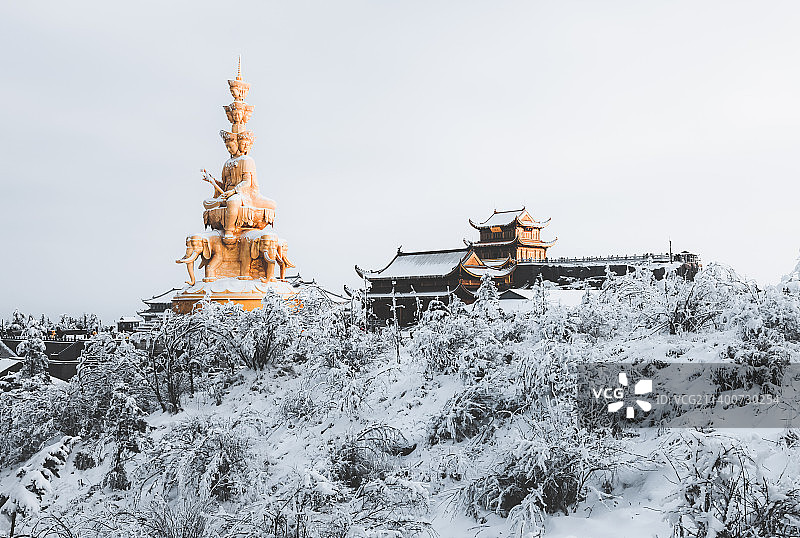峨眉山金顶大雪场景图片素材