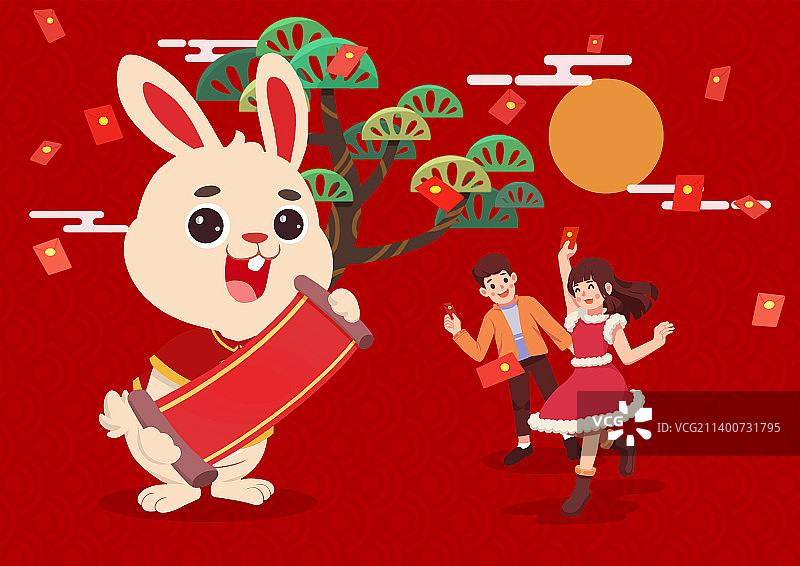 扁平化可爱十二生肖年俗春节插画元素图片素材