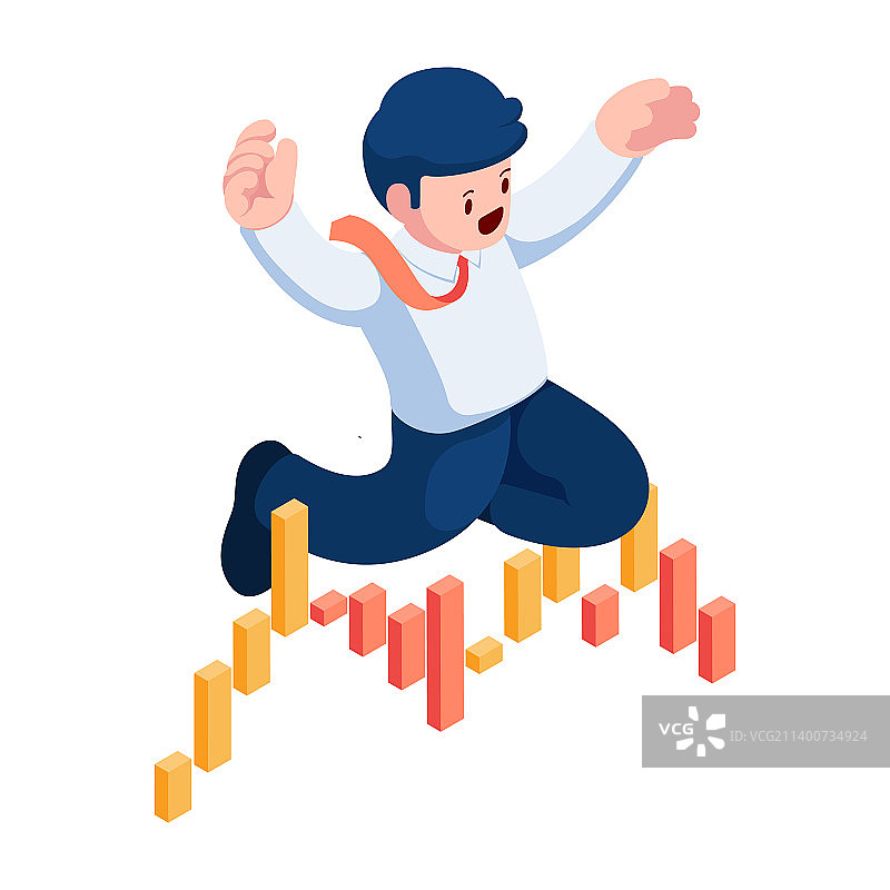 2.5D商人跳过下降趋势图片素材
