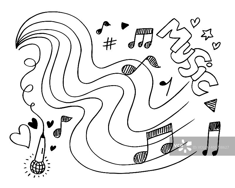 手绘音乐元素背景图片素材