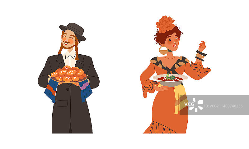 犹太男人和西班牙美食之旅图片素材