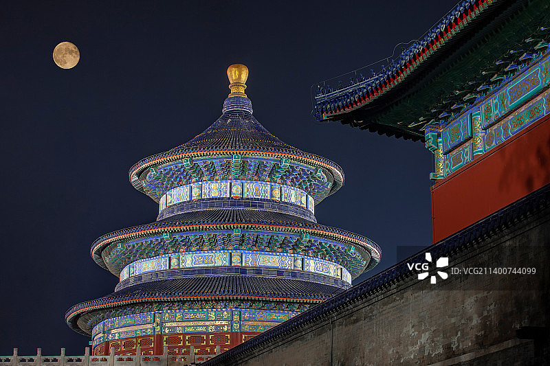 月上祈年殿图片素材