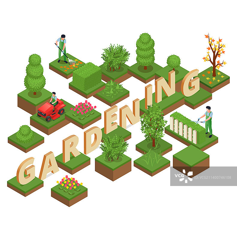 园艺2.5D设计概念图片素材