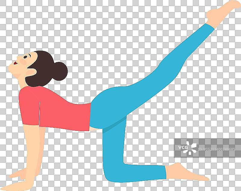 运动健身的年轻女性瑜伽扁平矢量肌理插画元素图片素材