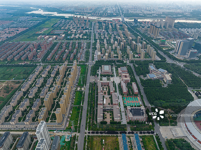 中国山东潍坊寿光城市风光航拍图片素材