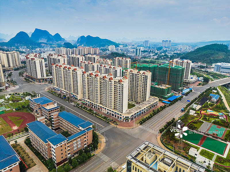 航拍广西贺州平桂区房产建筑图片素材