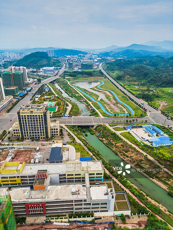 航拍广西贺州平桂区房产建筑图片素材