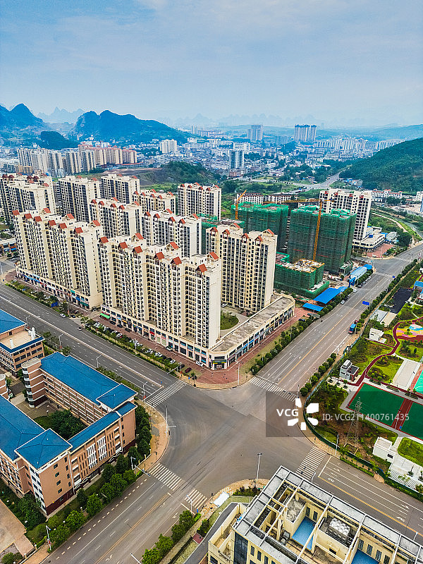 航拍广西贺州平桂区房产建筑图片素材