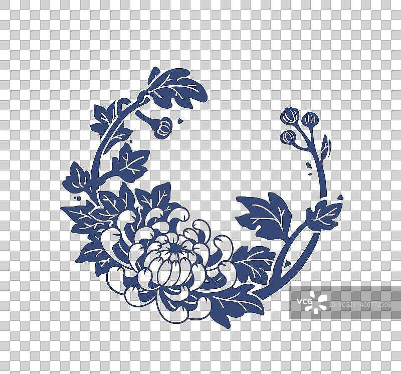 四君子之菊花拓印图片素材
