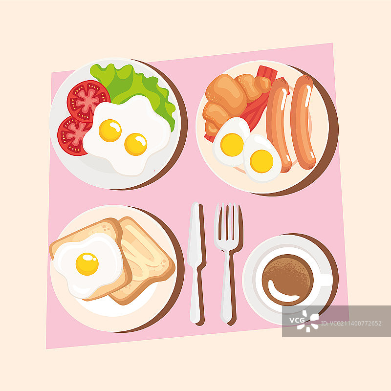四道菜早餐菜单图片素材