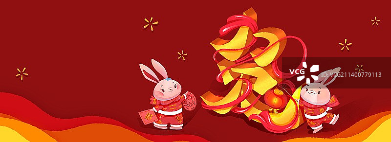 兔年2023年春节海报吉祥物图片素材