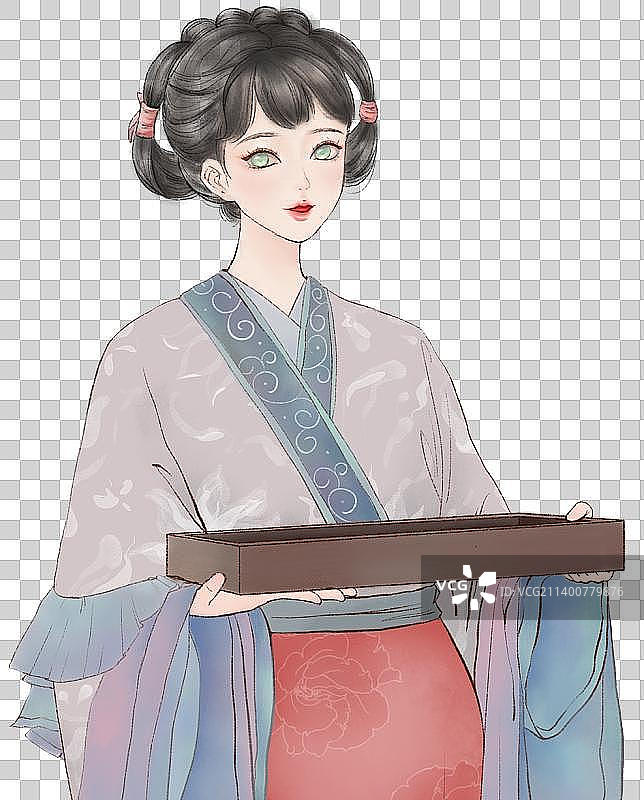 古代水墨仕女图女性角色元素图片素材