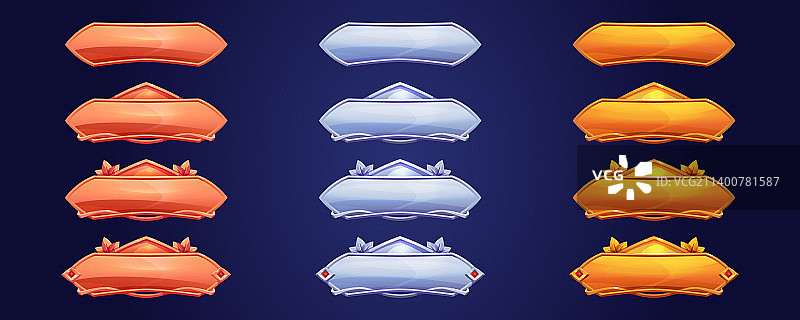 中世纪游戏菜单UI元素按钮图片素材