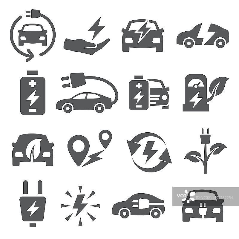 白色背景上的电动汽车图标图片素材