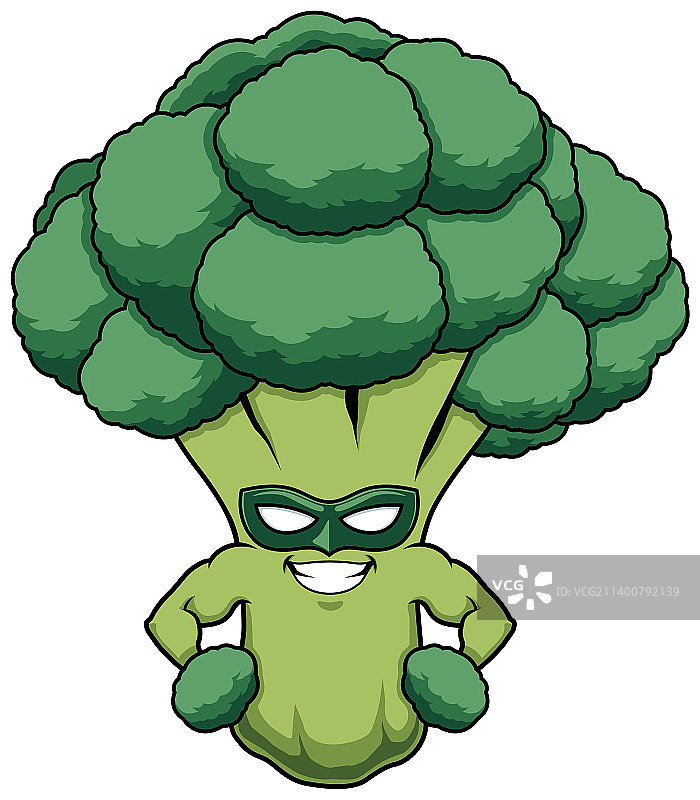 西兰花超级英雄吉祥物图片素材