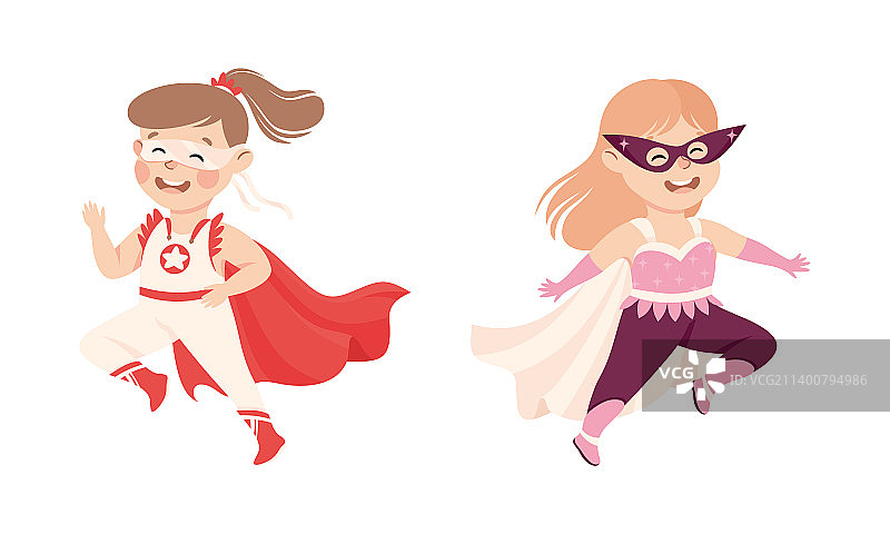 小女孩穿着超级英雄服装图片素材