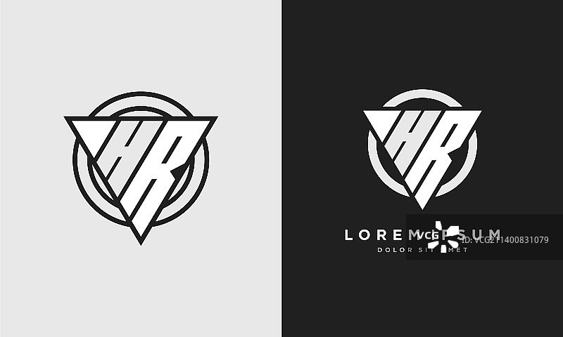 字母HR三角形Logo图标现代时尚图片素材