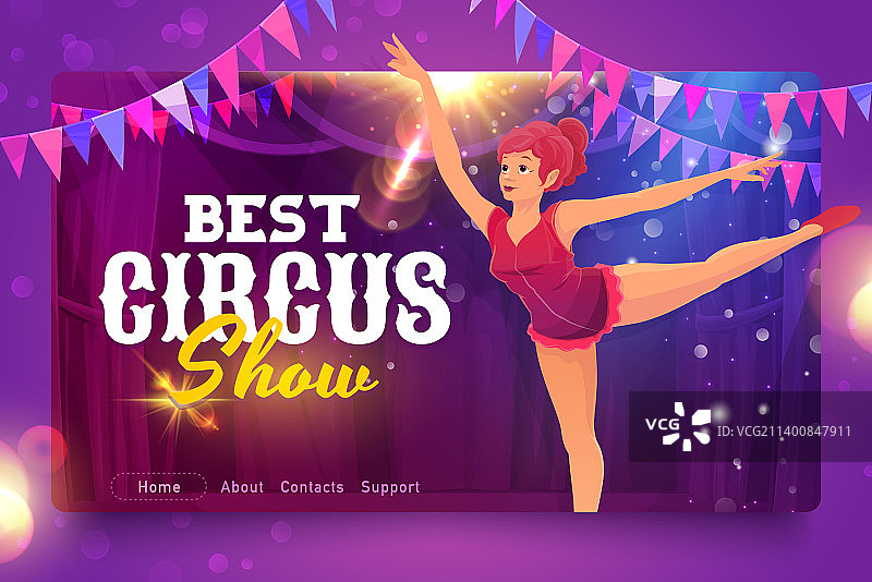 夏皮托马戏团卡通体操或特技表演图片素材