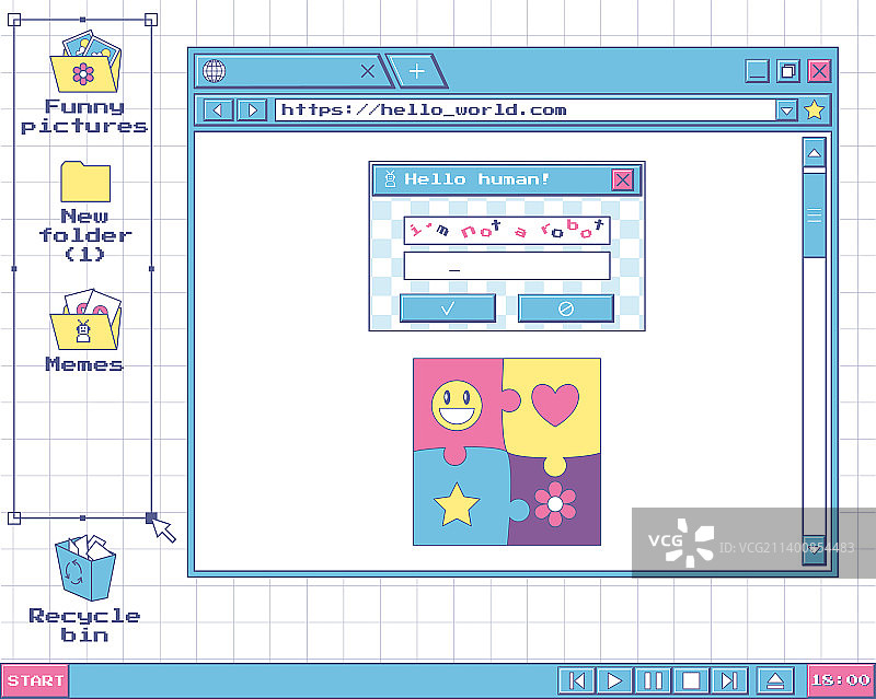 老式电脑UI设计风格的桌面图片素材