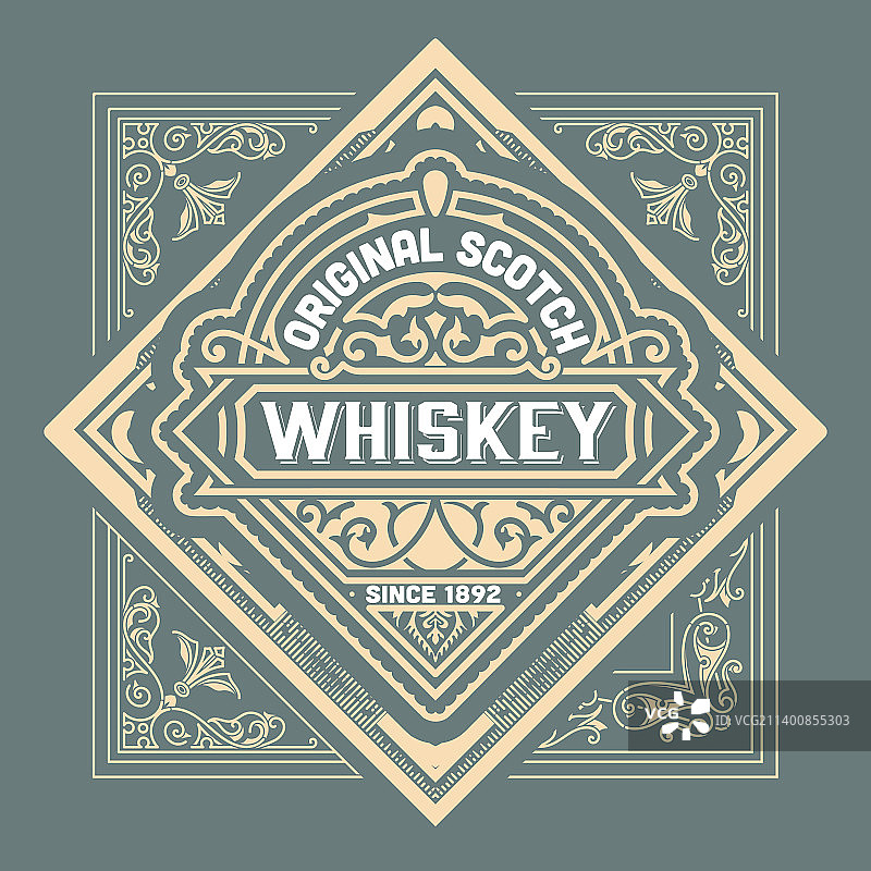 旧框架的威士忌标签图片素材