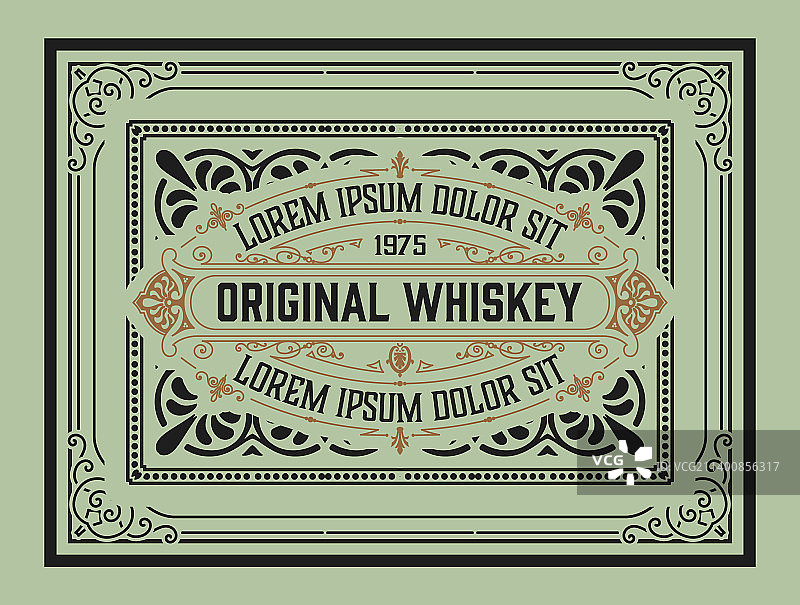 旧框架的威士忌标签图片素材