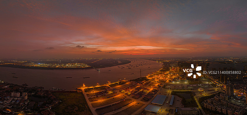 阳逻港晚霞图片素材