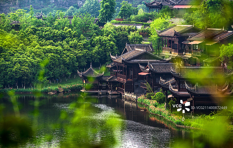 园博园湖景自然风光图片素材