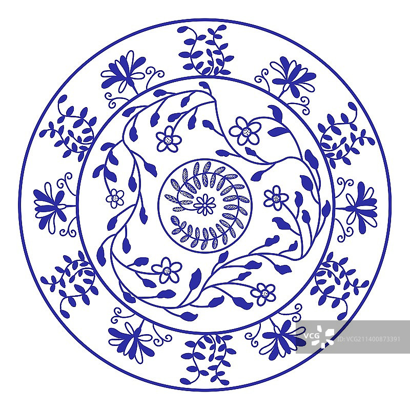 青色花纹图案纹样图片素材