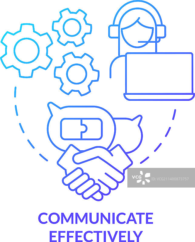 有效沟通蓝色渐变概念图标图片素材